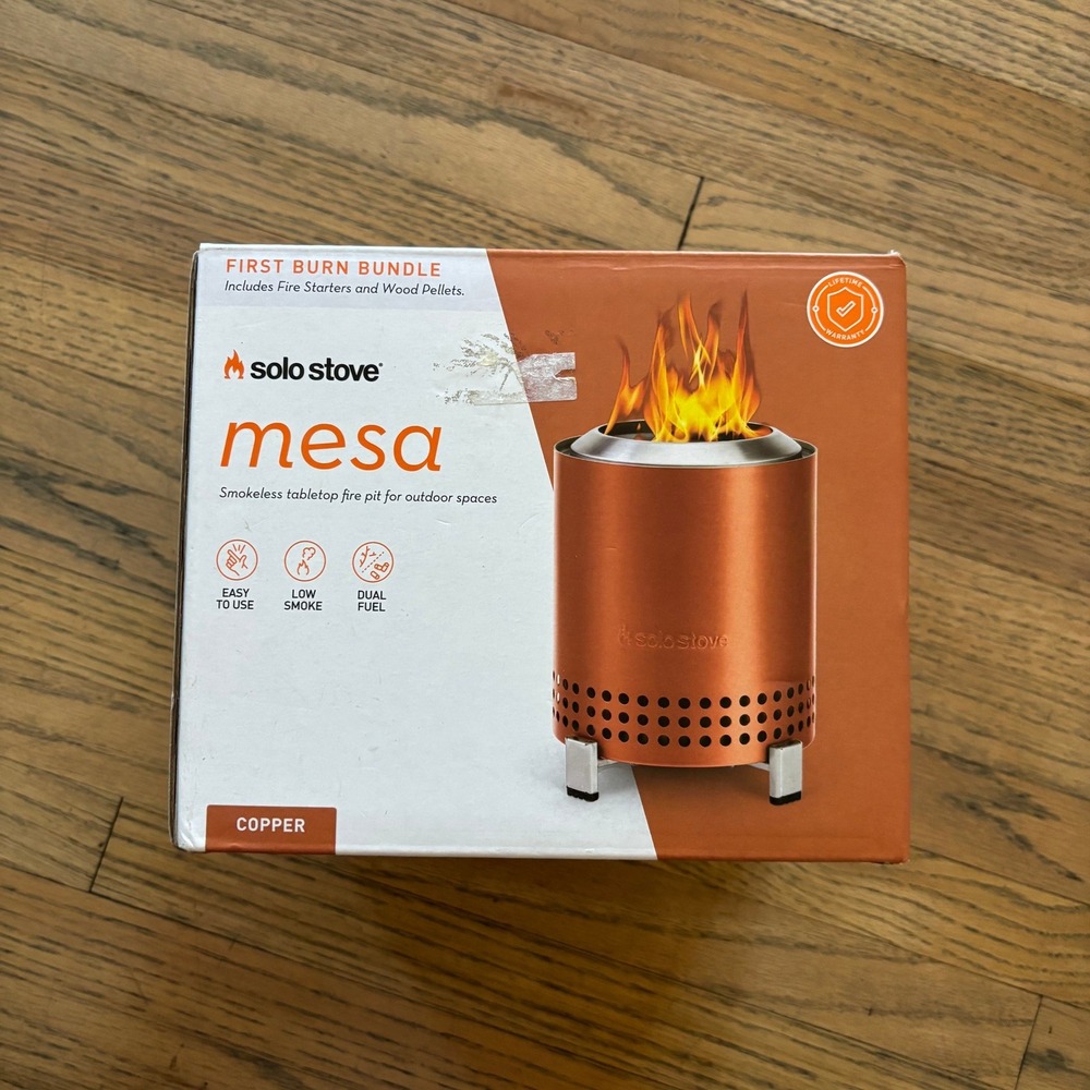 Solo Stove Mesa Tabletop Fire Pit First Burn Bundle Copper Stainless Steel